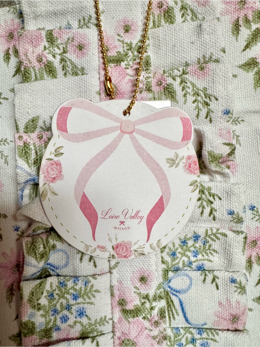 Ruffle 🌸 Floral Canvas Tote Bag Shoulder Bag Ivory Pink Blue Bookish sealed NWT - Picture 6 of 9